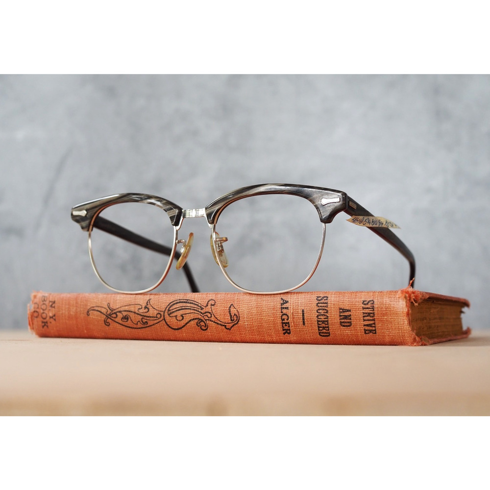 Shuron Ronsir Vintage 1960s Eyeglass Grey Briar 12k GF NOS Made